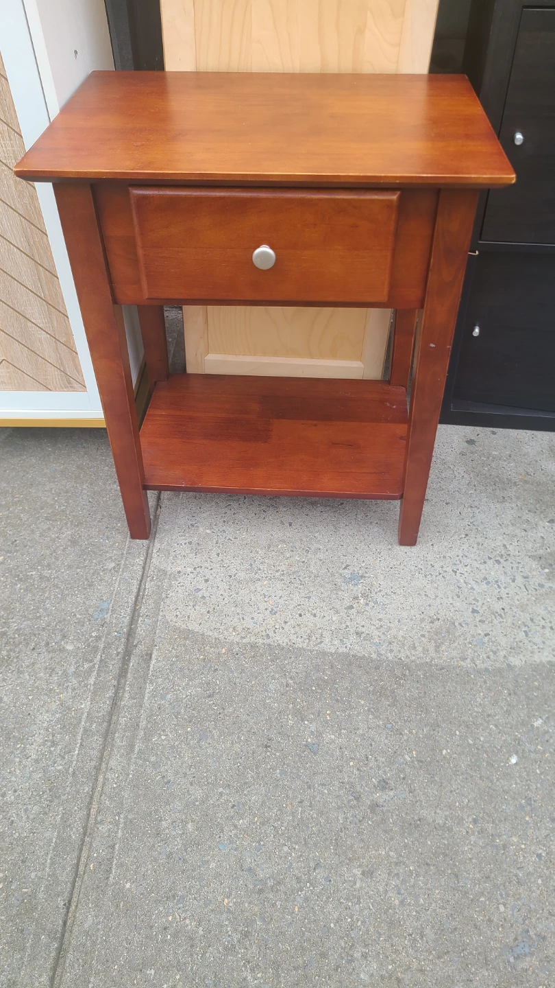 Wooden Nightstand with Drawer - photo 3
