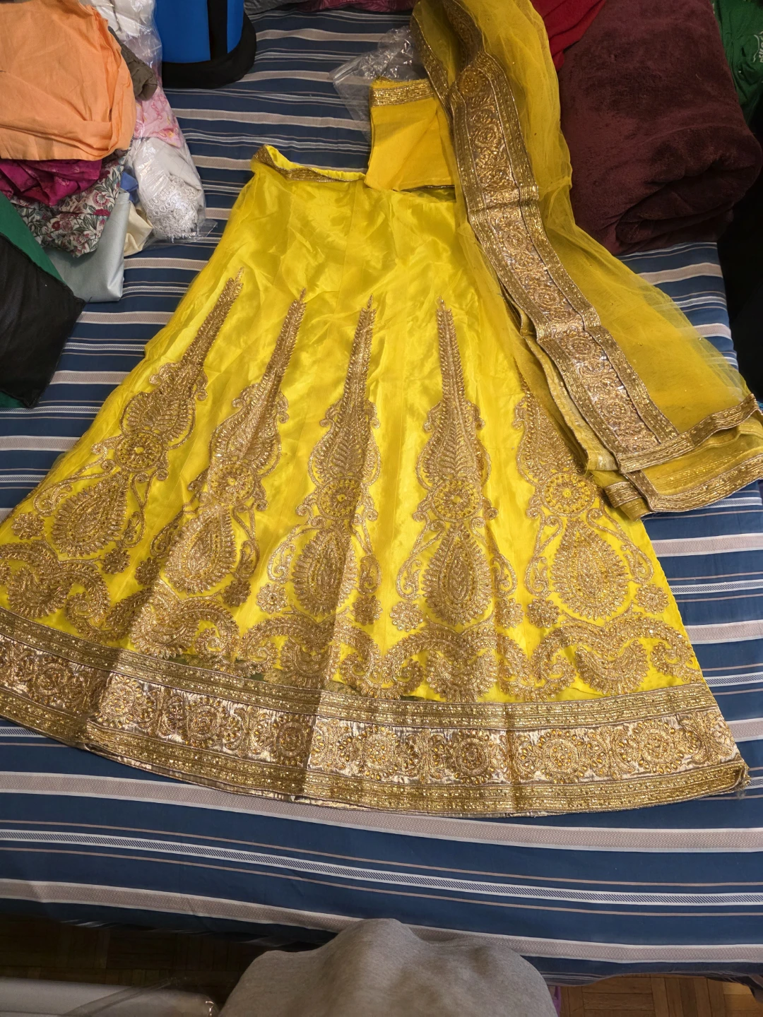 Yellow Lehenga with Gold Embroidery