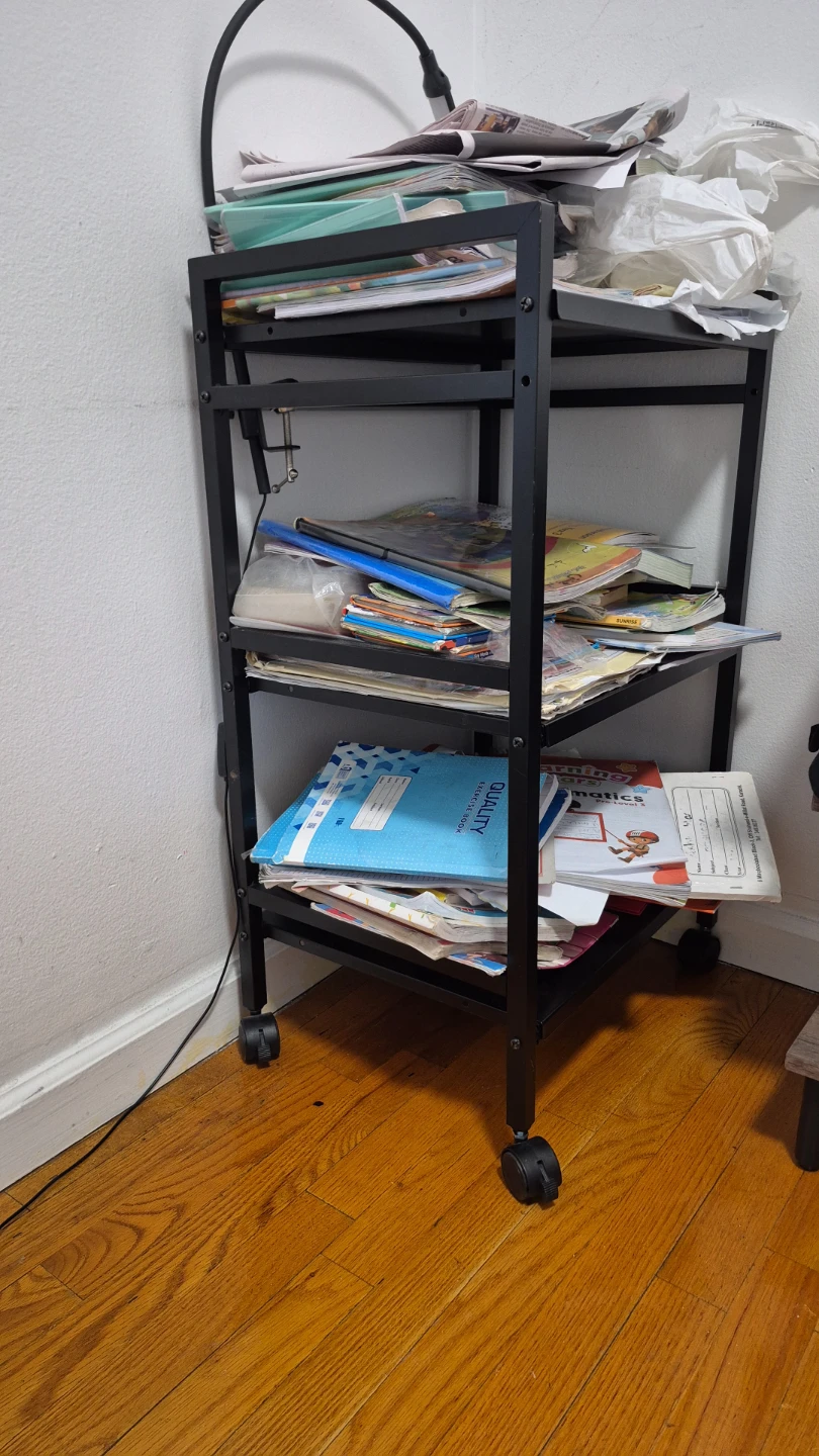 Black 3-Tier Rolling Cart with Wheels