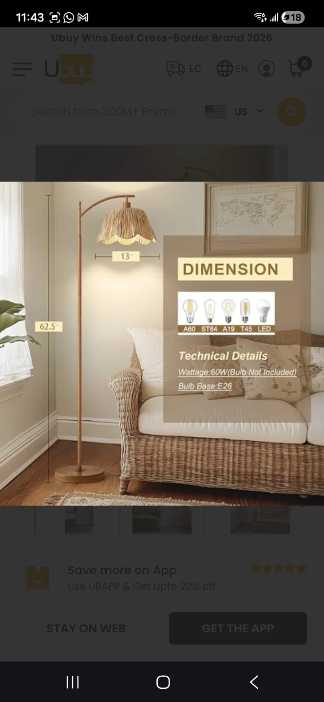 Beautiful Rattan Floor Lamp / Boho Floor Lamp - photo 3