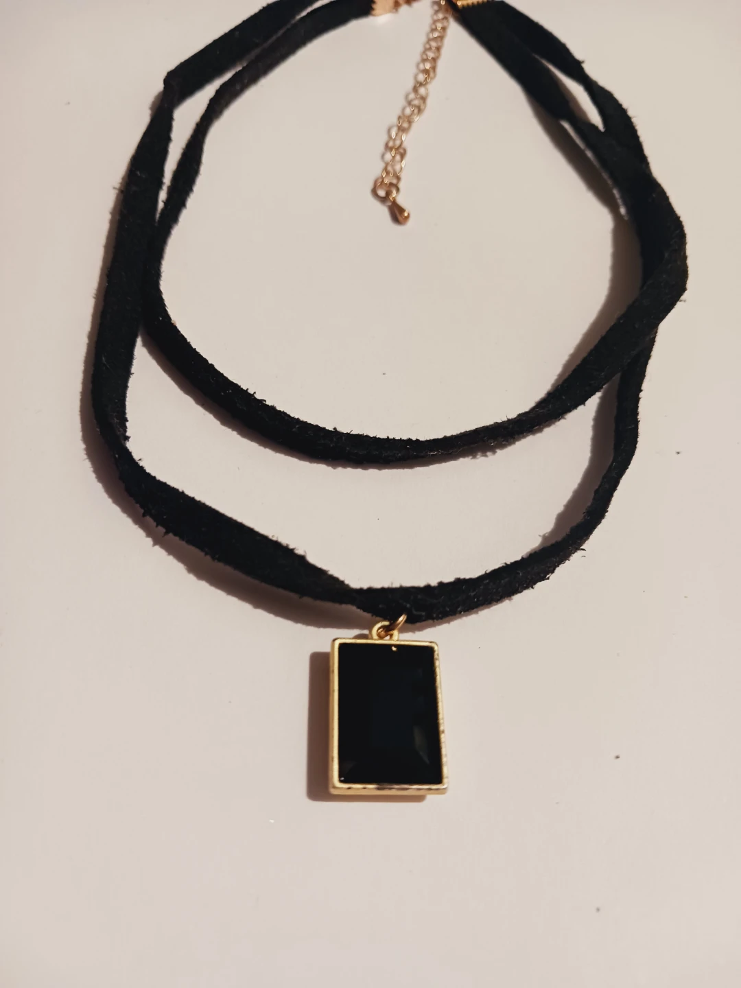 Black Double Layer Choker Necklace with Pendant - photo 3