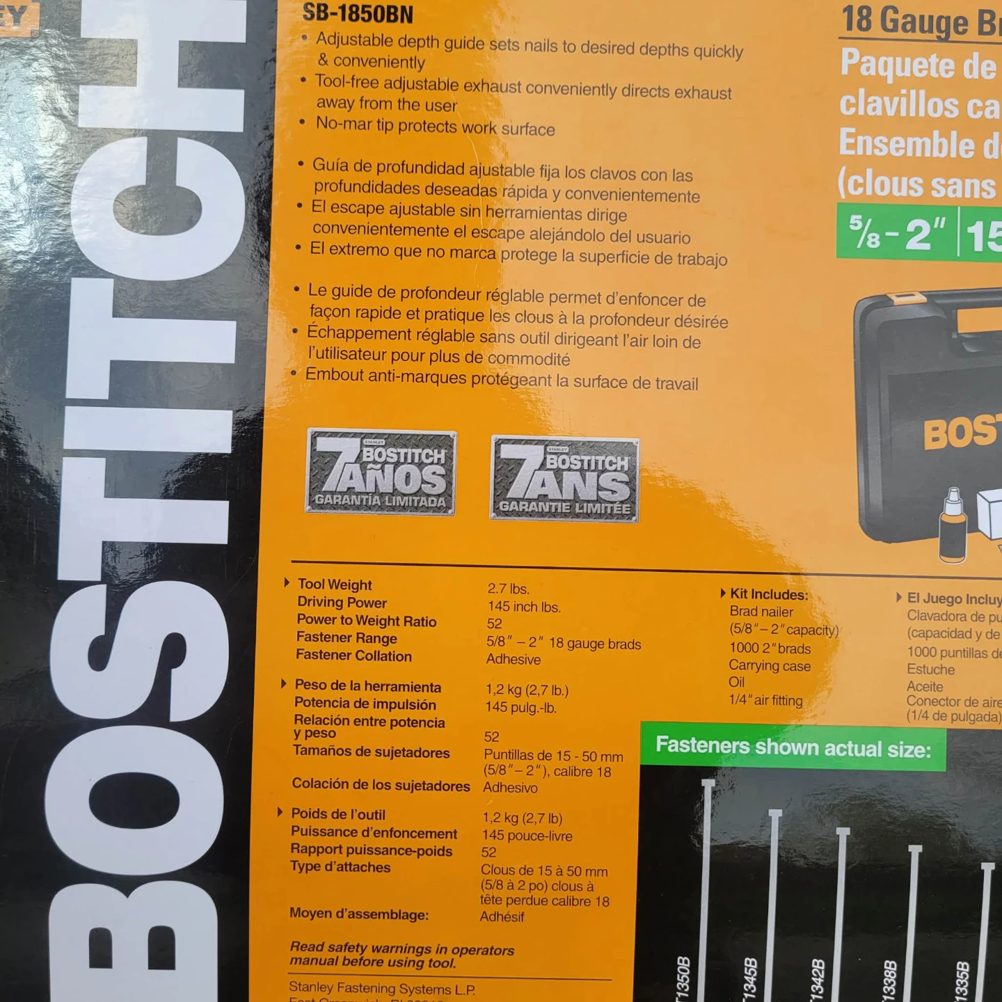NEW UNOPENED Bostitch 18 Gauge Brad Nailer Kit (SB-1850BN) - photo 3