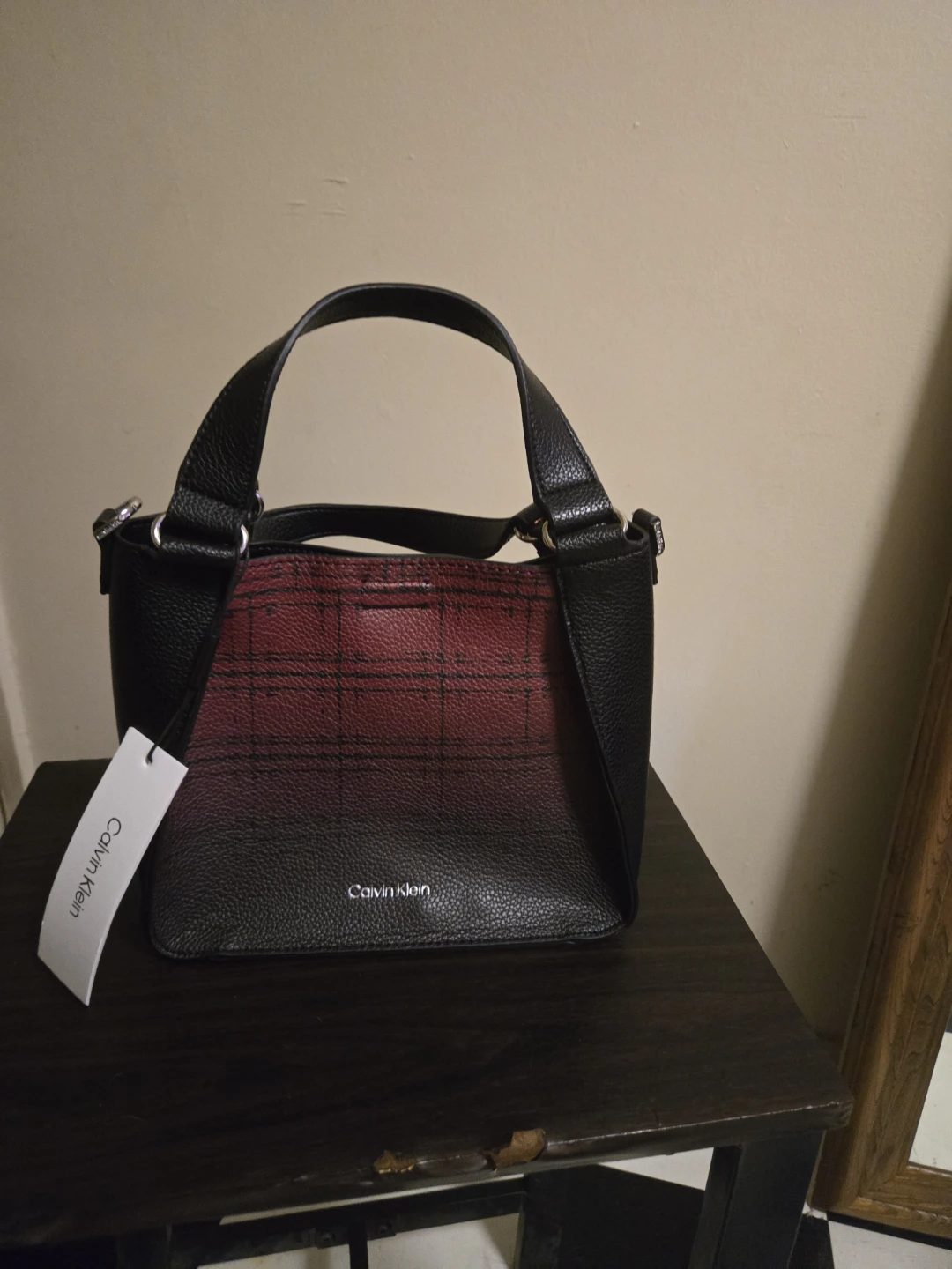 Calvin Klein Handbag with Ombre Plaid Design
