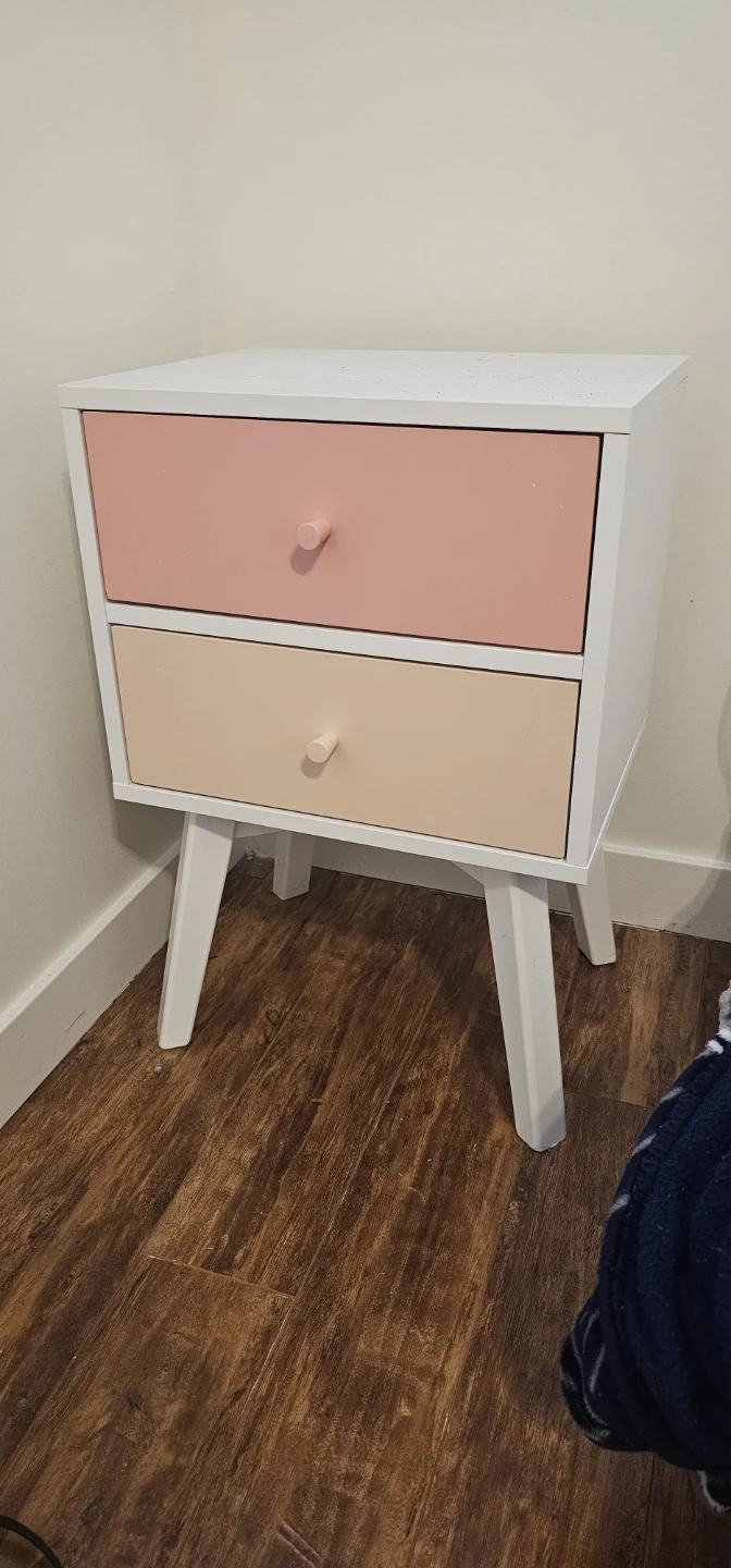 Two-Drawer Nightstand - Pink & Peach