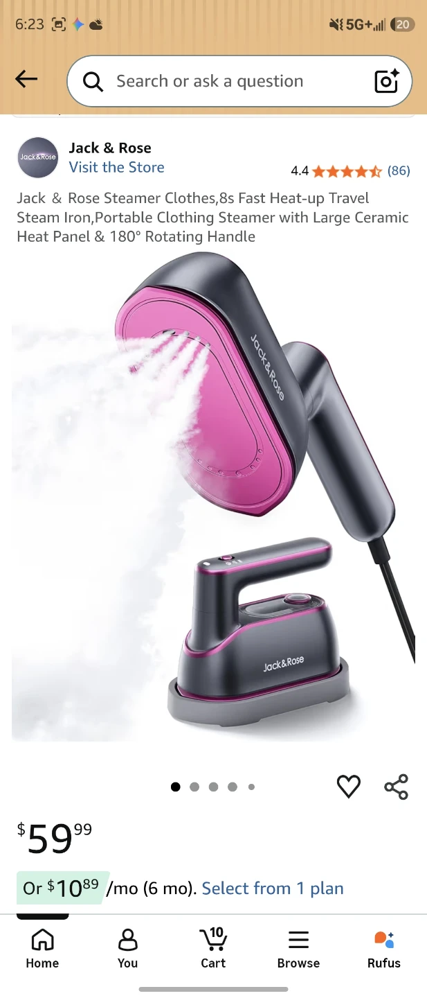 Jack & Rose Portable Fabric Steamer and Iron