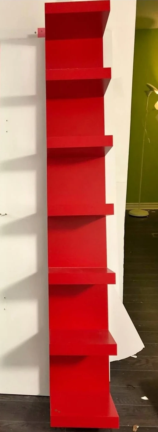 Red lack floating shelving unit