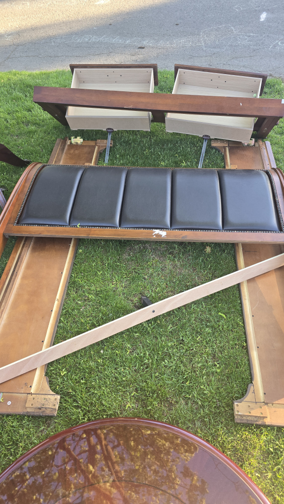 Wooden Bed Frame with Tufted Headboard and Drawers