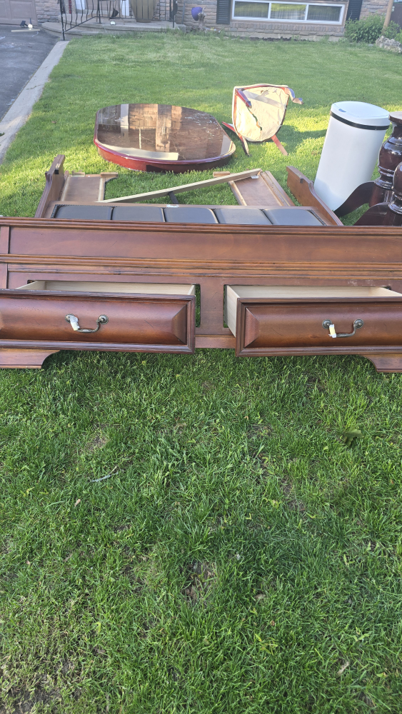 Wooden Bed Frame with Tufted Headboard and Drawers - photo 2