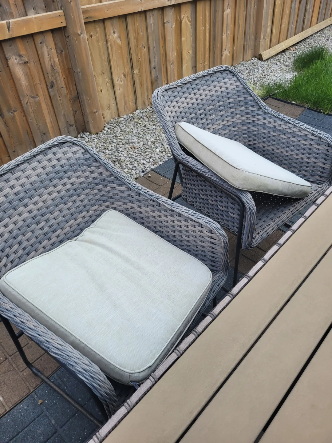 Wicker patio dining set with elevating top table and four chairs - photo 2