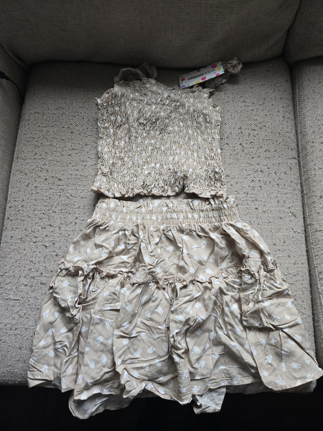URBAN KIDS Smocked Crop Top & Tiered Ruffle Skirt Set - photo 4