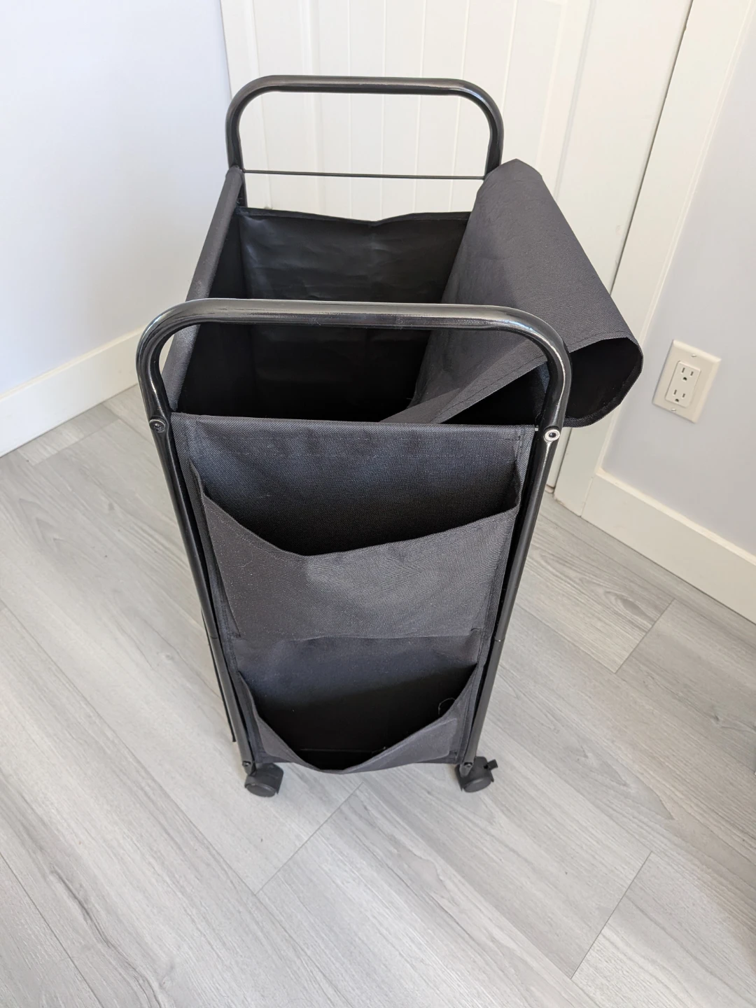 Black Rolling Laundry Hamper with Wheels - photo 2
