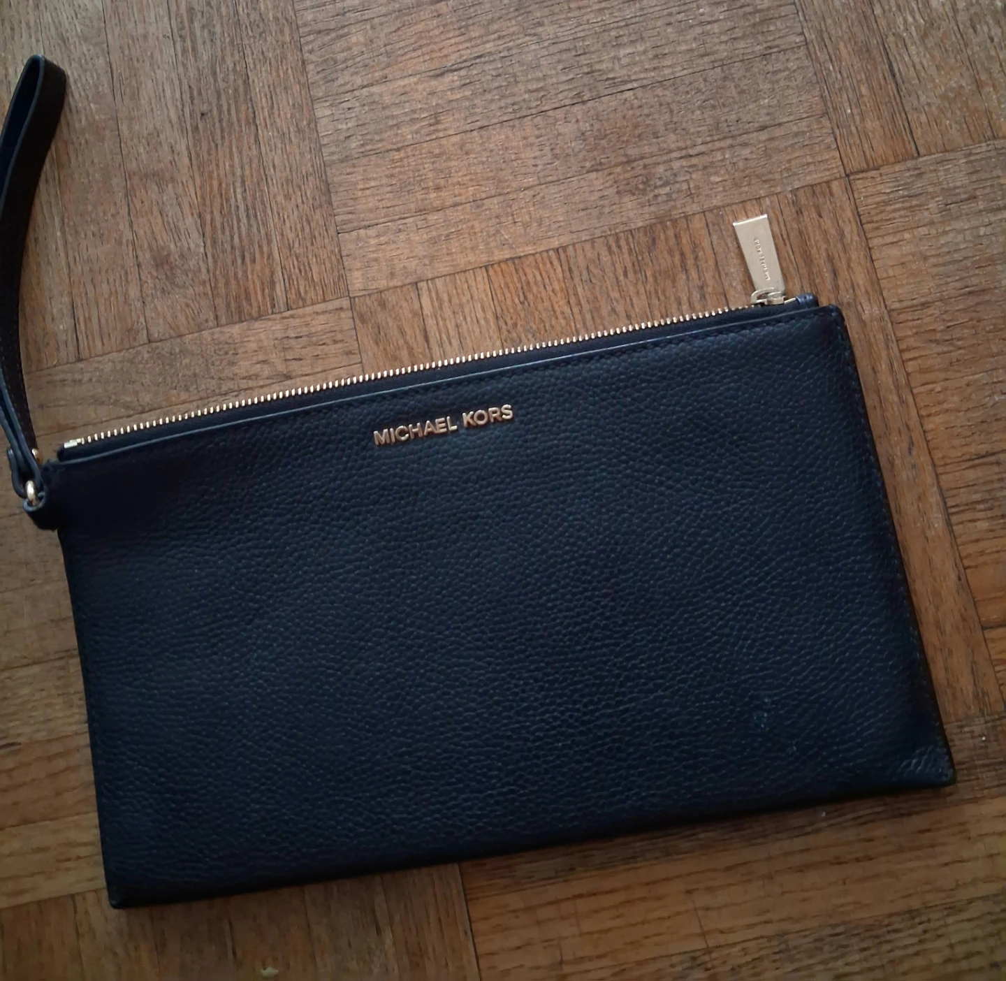 Michael Kors Black Leather Wristlet Clutch
