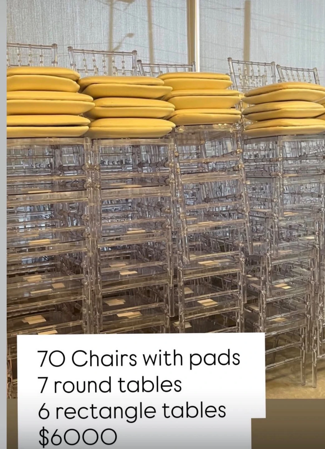 70 chaivari Chairs with Pads and 13 Tables