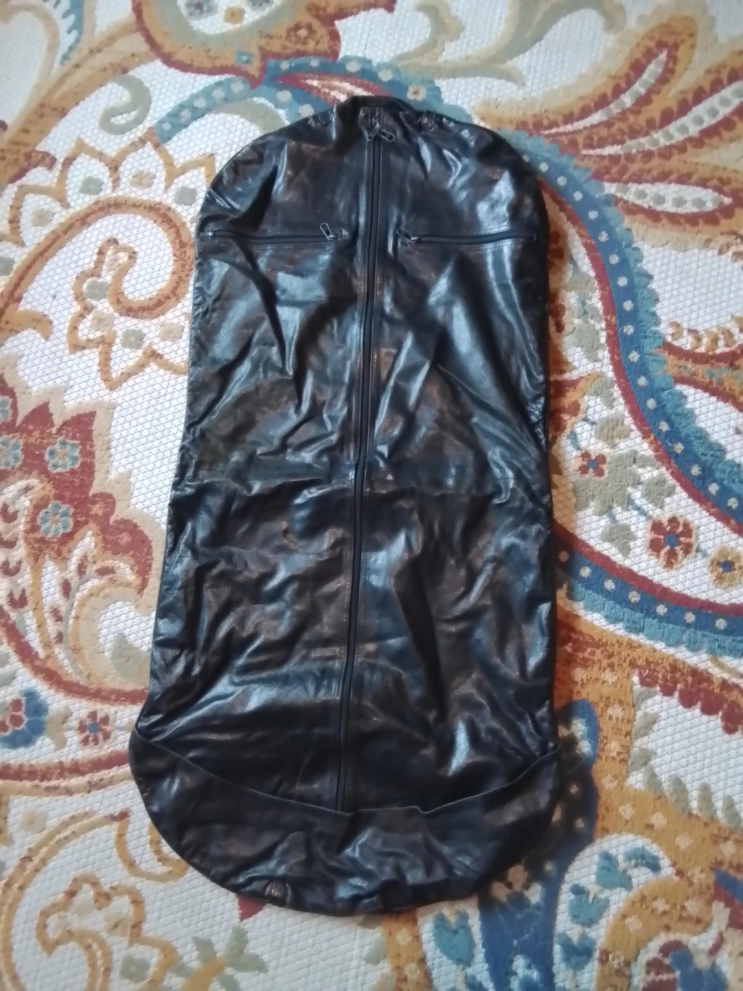 Genuine Black Leather Garment Travel Bag - photo 3