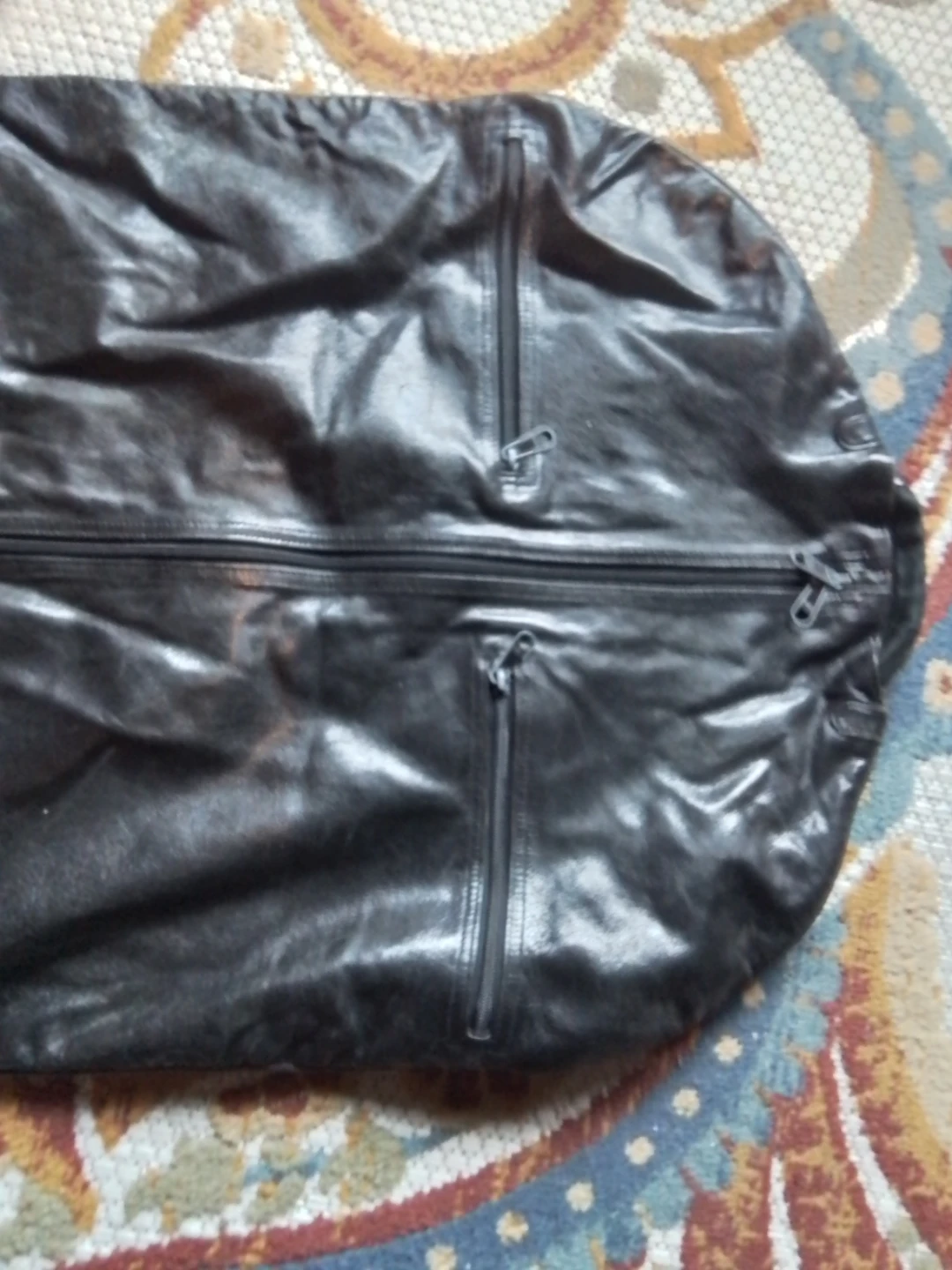 Genuine Black Leather Garment Travel Bag - photo 4