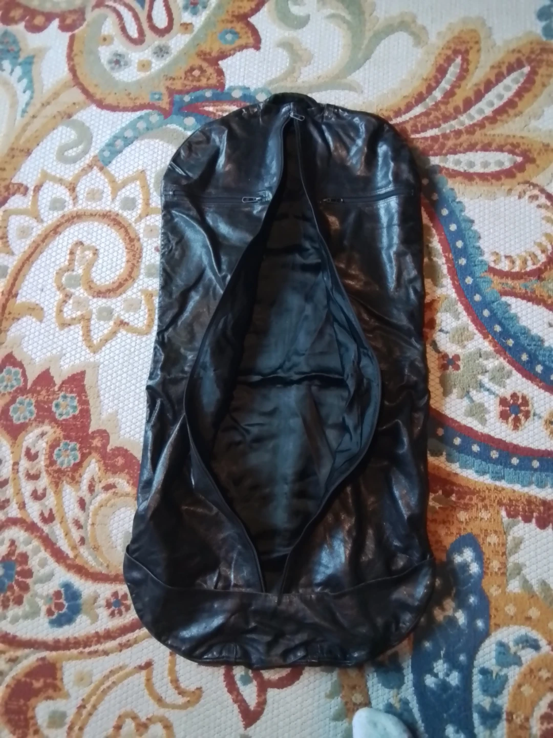 Genuine Black Leather Garment Travel Bag - photo 5
