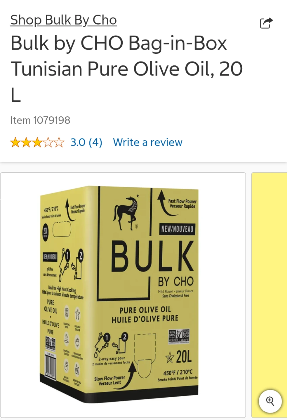 Pure Olive Oil Bag-in-Box, 20L