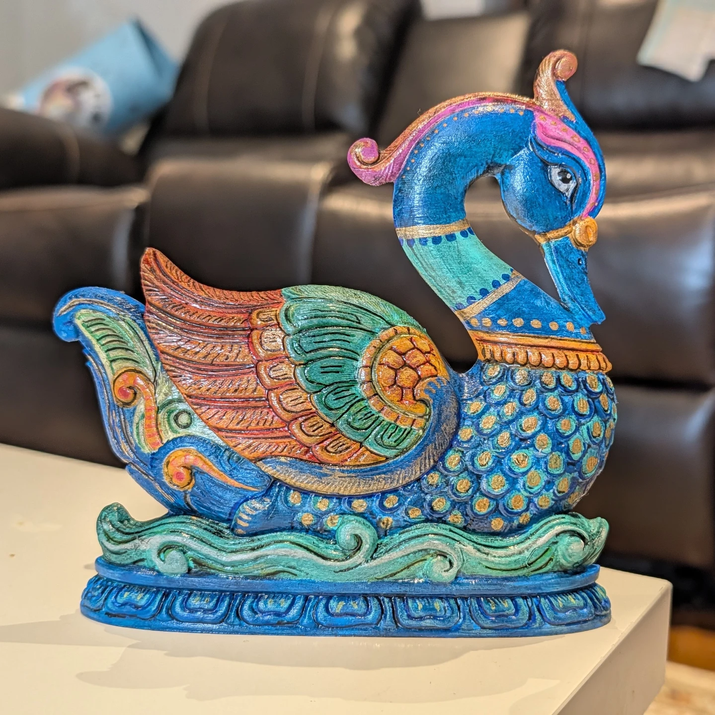 Hand-Painted Peacock Swan Figurine - photo 4