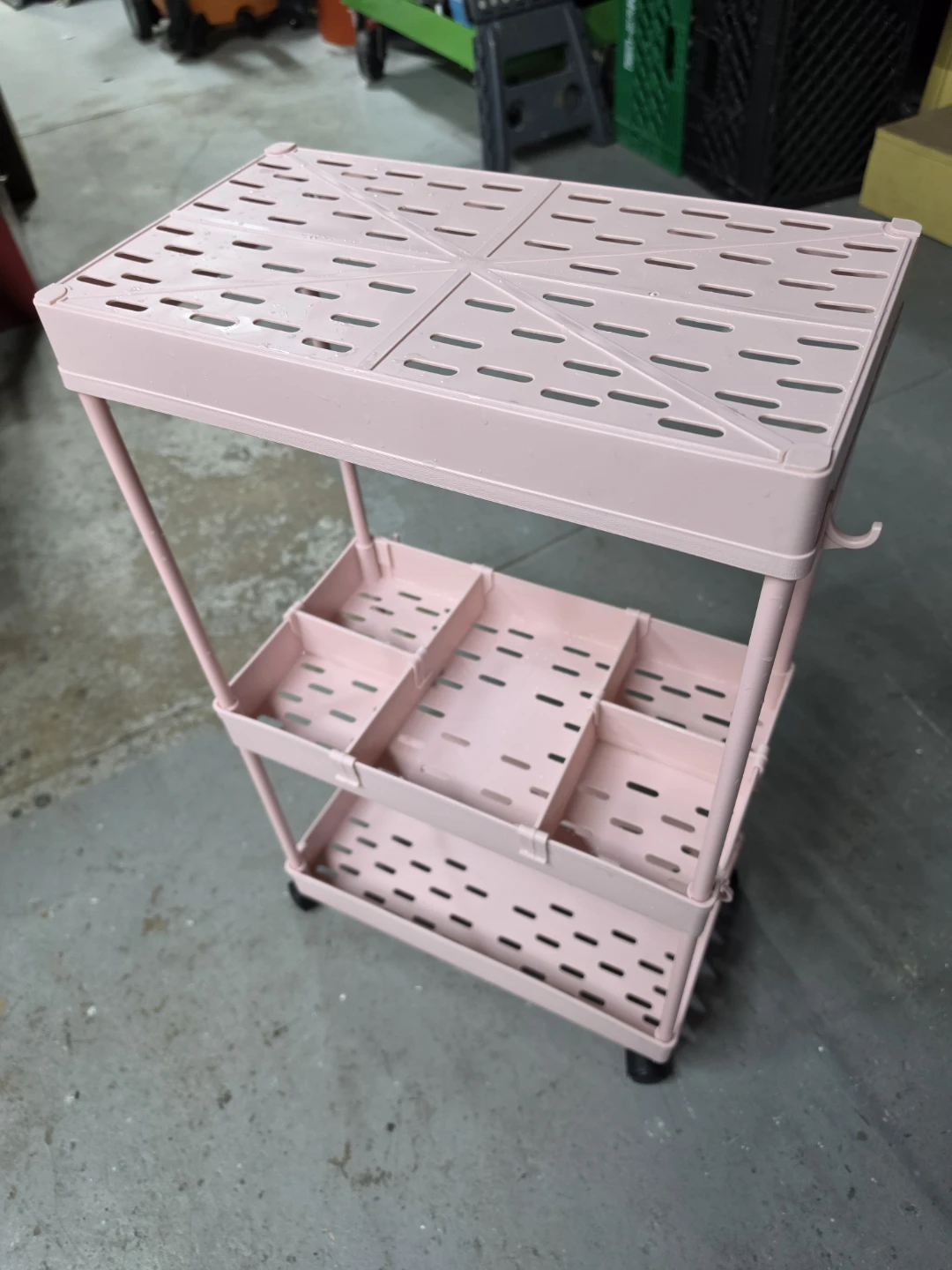 Pink Rolling Utility Cart with Compartments