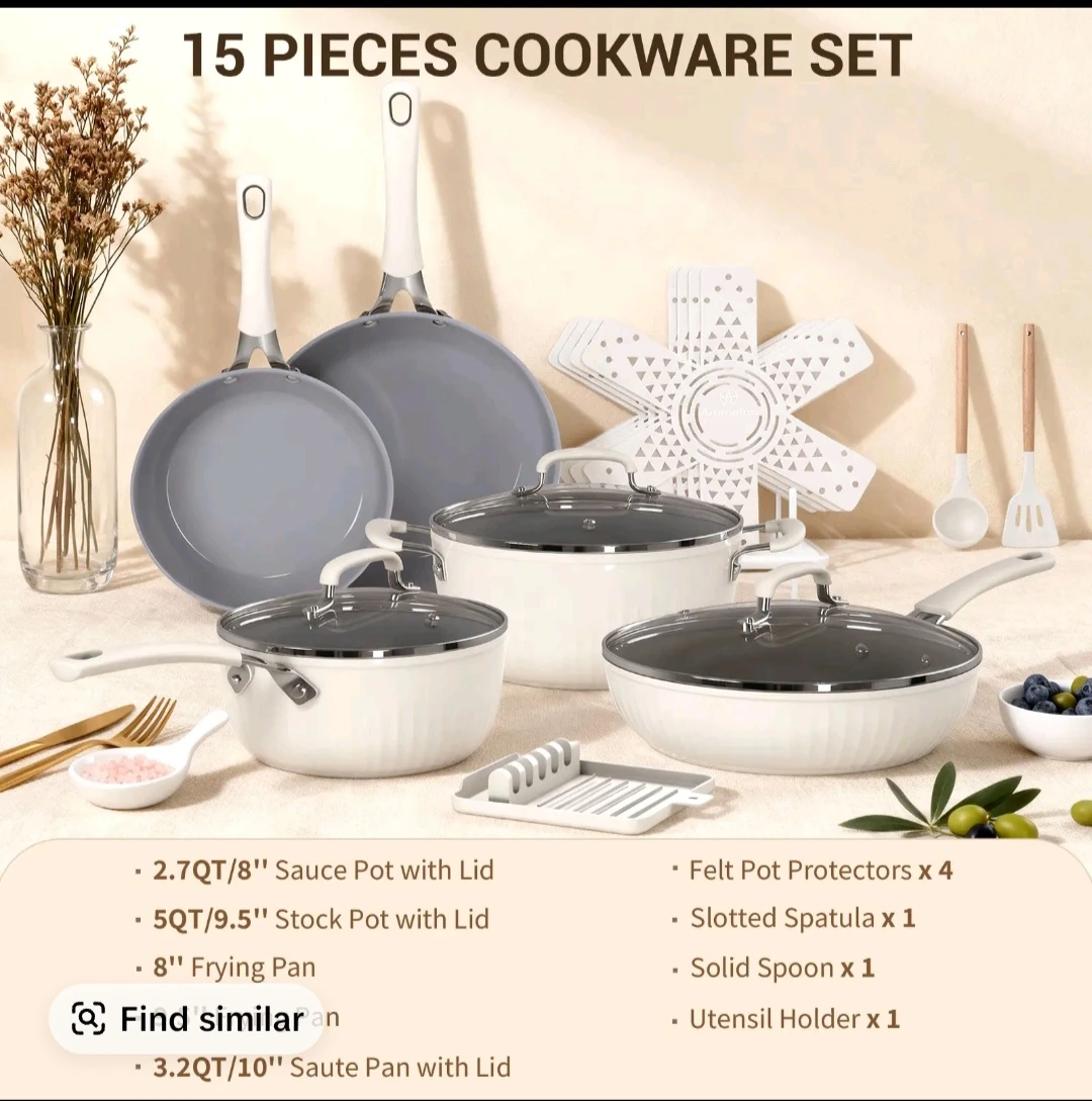 15 Piece Cookware Set - Pots, Pans, Lids, and Utensils - photo 2