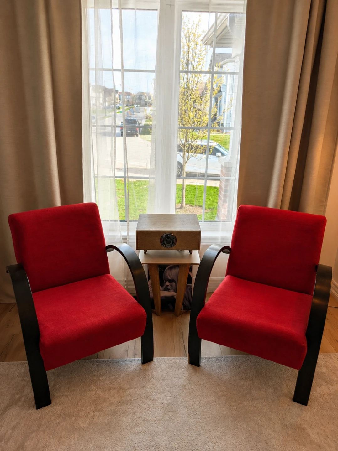 Set of 2 Red Armchairs