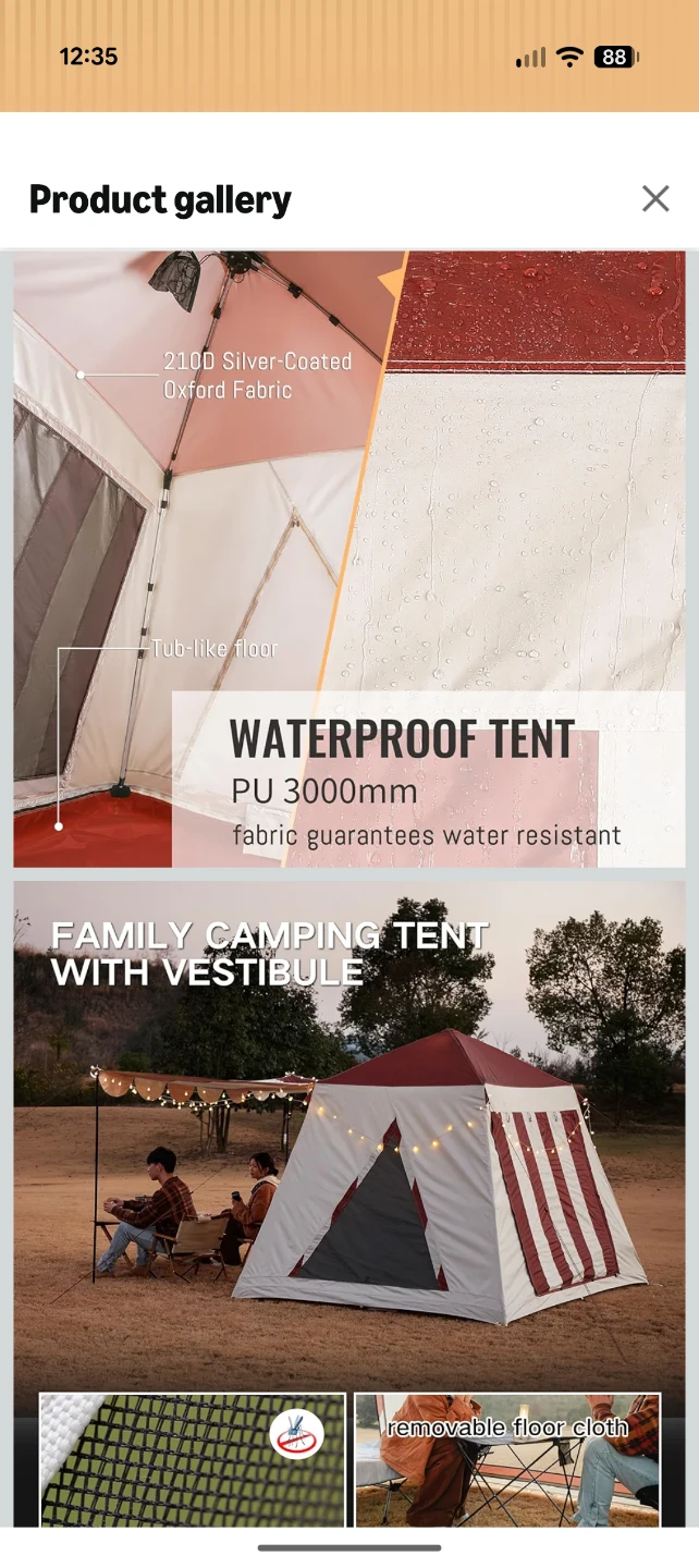 4-6 Person Waterproof Family Camping Tent with Vestibule - photo 2