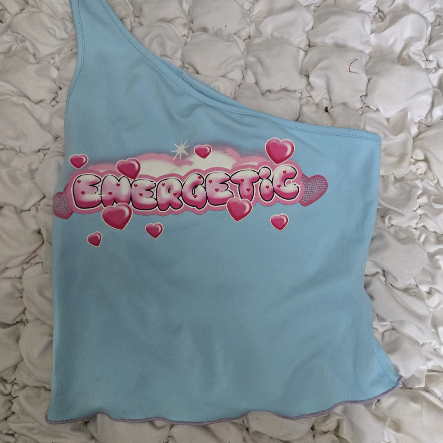 Light Blue "Energetic" One Shoulder Top
