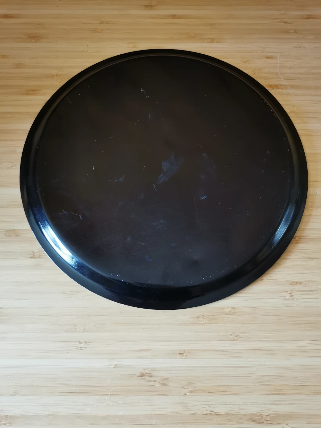 Vintage Hand Painted Floral Metal Tray Round Black Folk Art - photo 5