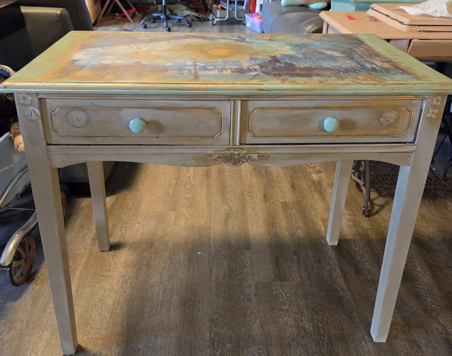 Painted Two-Drawer Accent Table