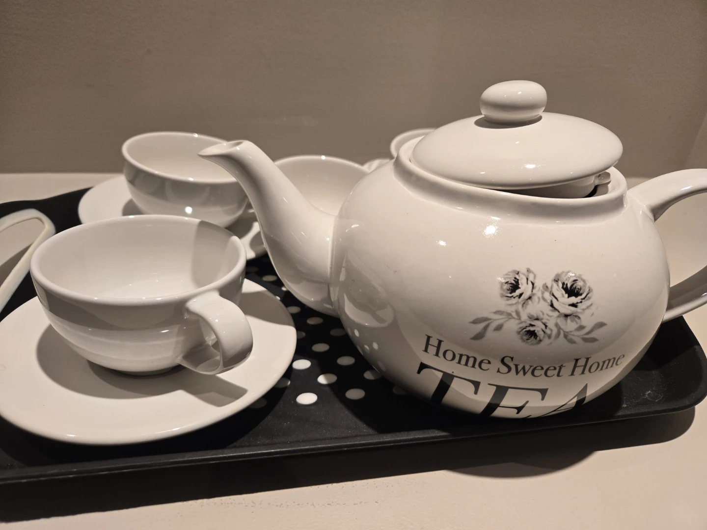 White Tea Set with Teapot and Cups