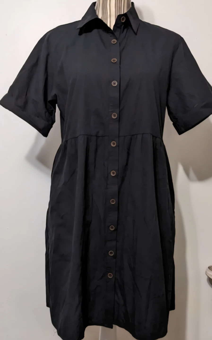 Black Button-Up Shirt Dress