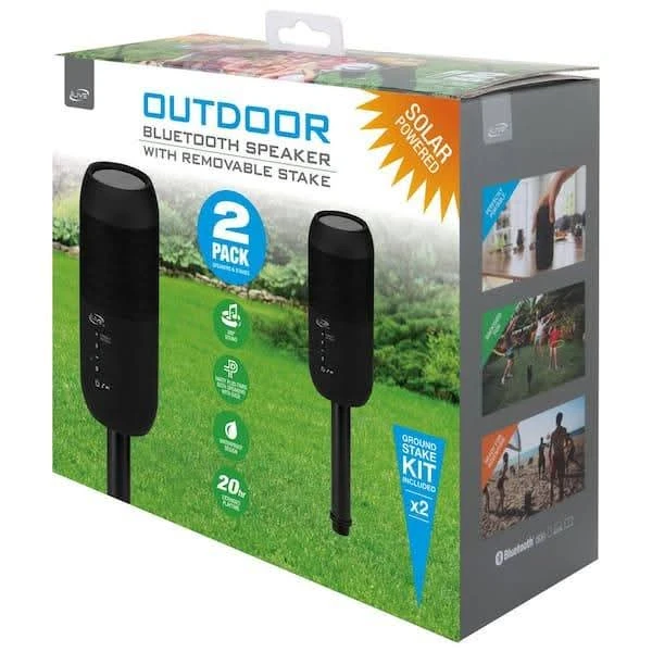 Outdoor Bluetooth Speaker with Removable Stake (2 Pack)