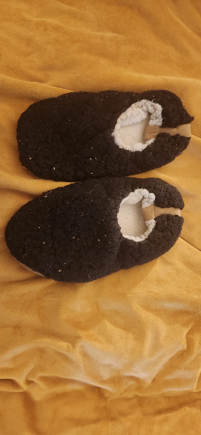 Black Fleece Lined Slippers