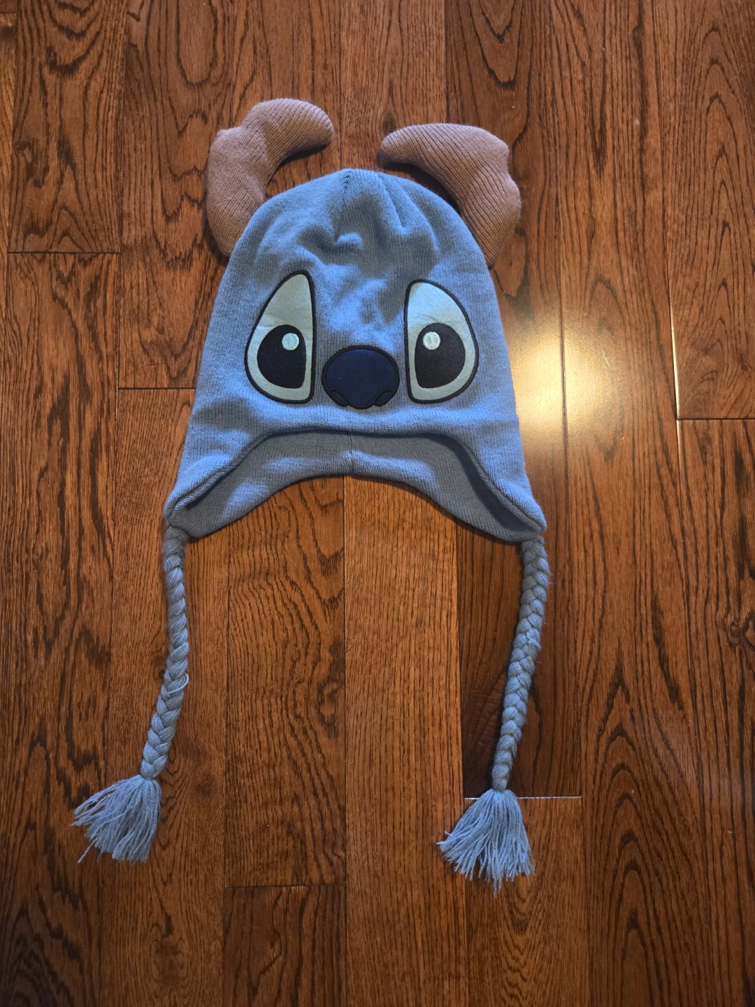 Blue Stitch Beanie Hat with Braids