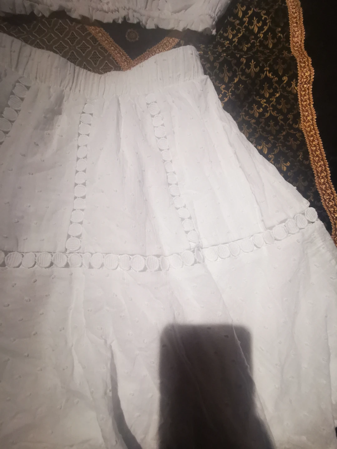 White Off-the-Shoulder Crop Top and Skirt Set - photo 4