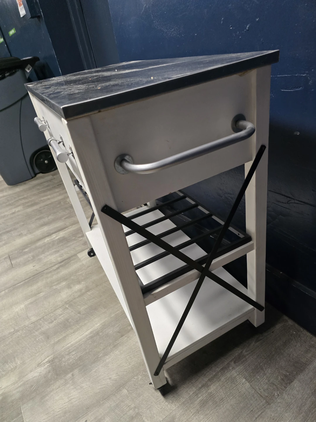 White Kitchen Cart with Stainless Steel Top - photo 4