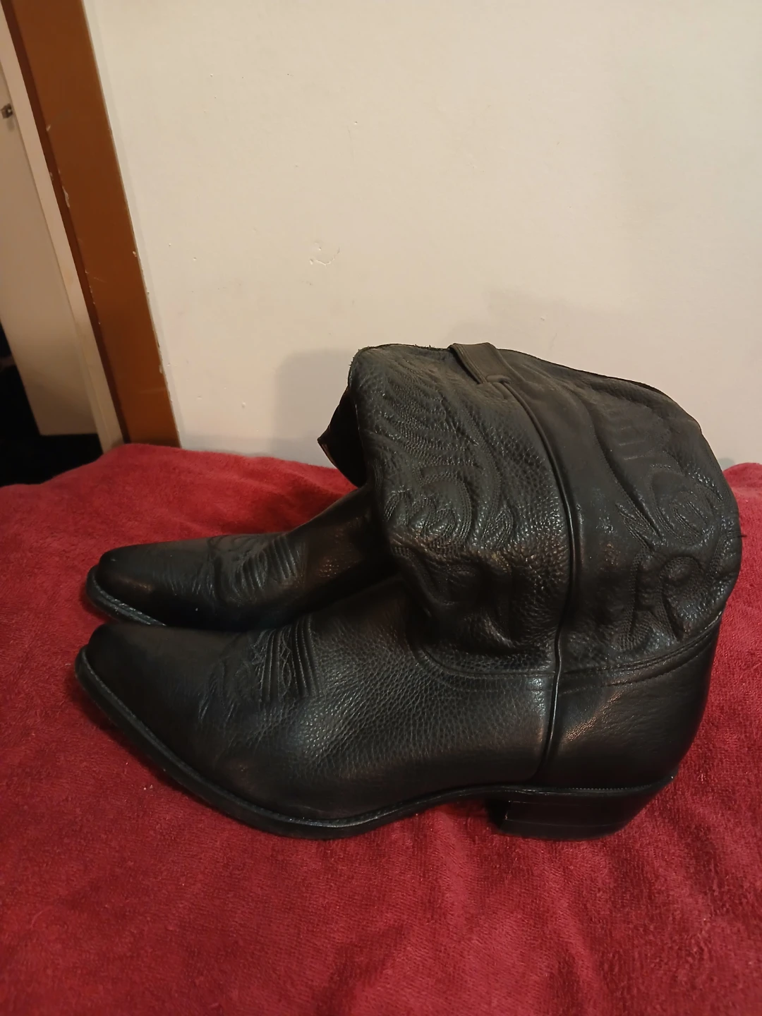 Black Leather Cowboy Boots - photo 2
