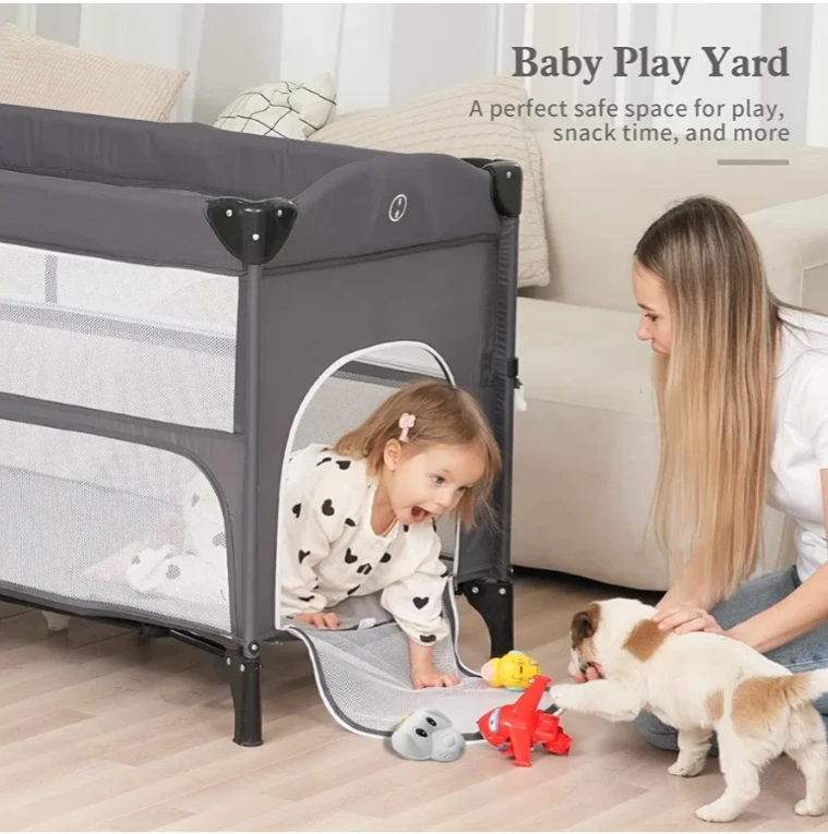 MEICHYUN Baby Play Yard with Changing Table and Mosquito Net - photo 4
