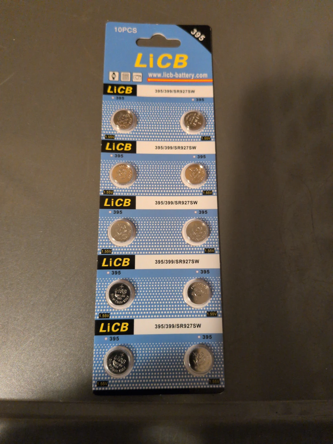 LiCB 395/399/SR927SW 1.55V Button Cell Batteries (10 PCS)