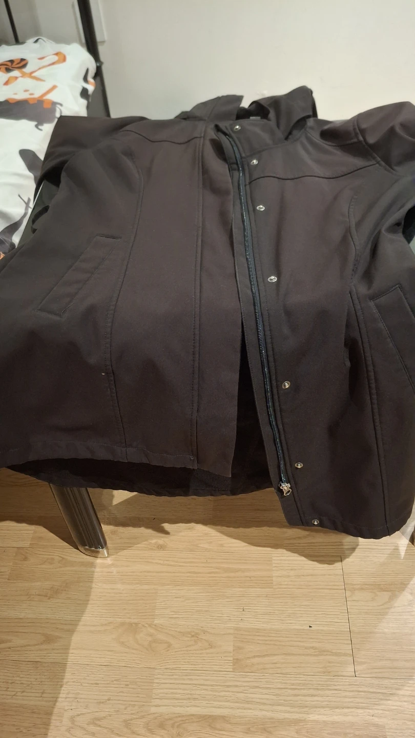 Large Women's Black Long Jacket with hood - photo 2