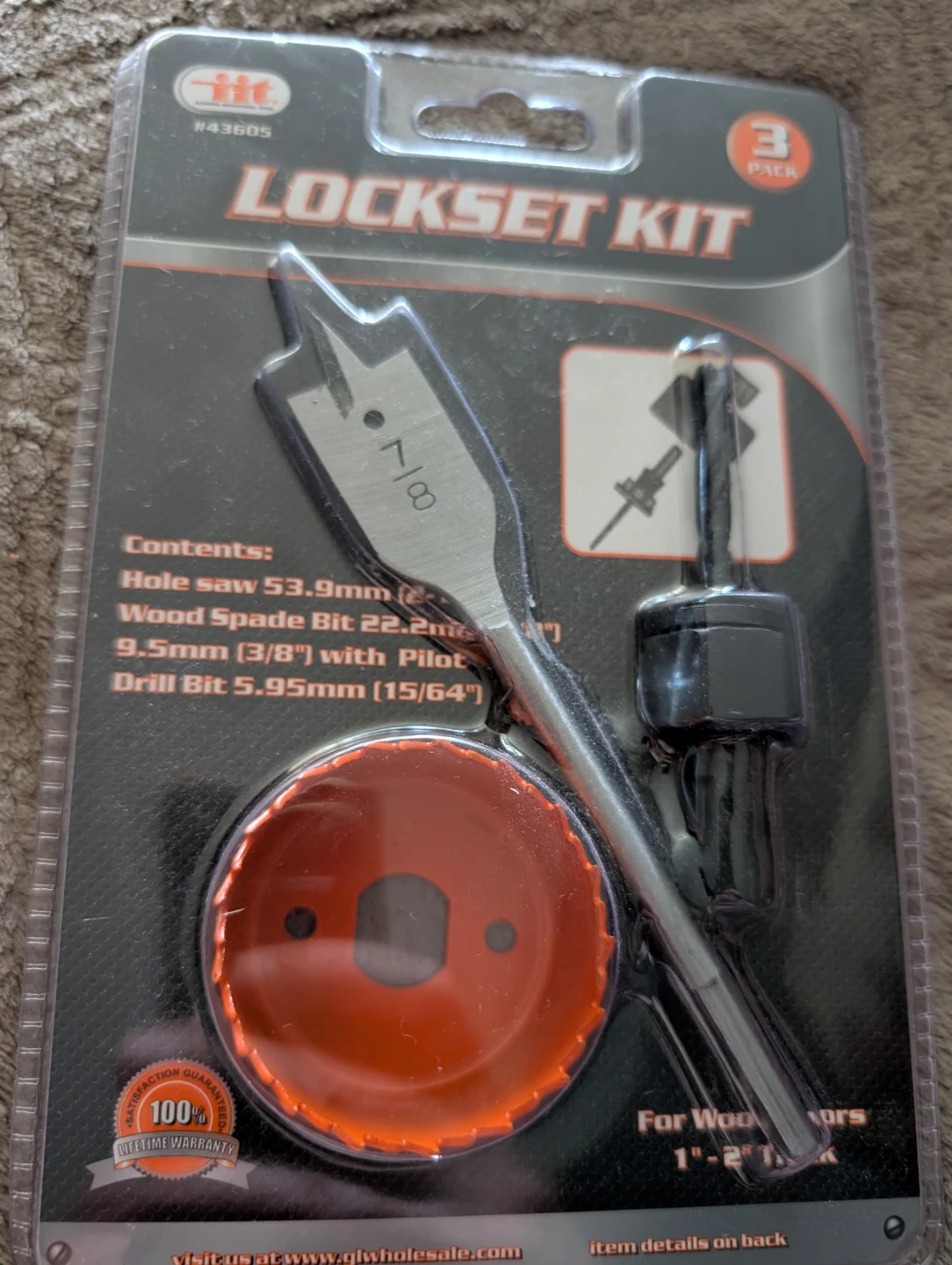 TIT Lockset Kit Hole Saw & Drill Bit Set (3 Pack)