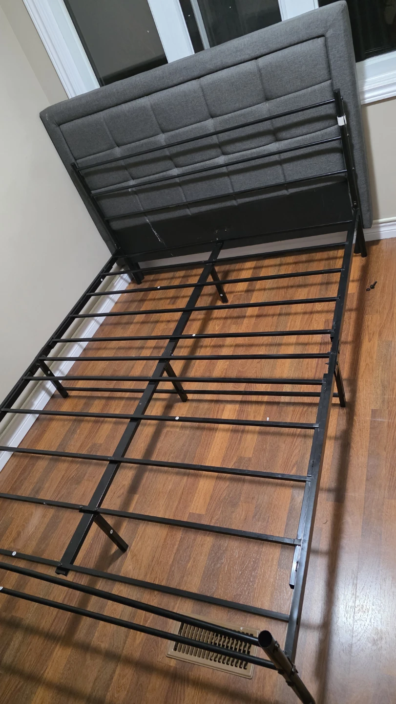 Grey Upholstered Queen Bed Frame