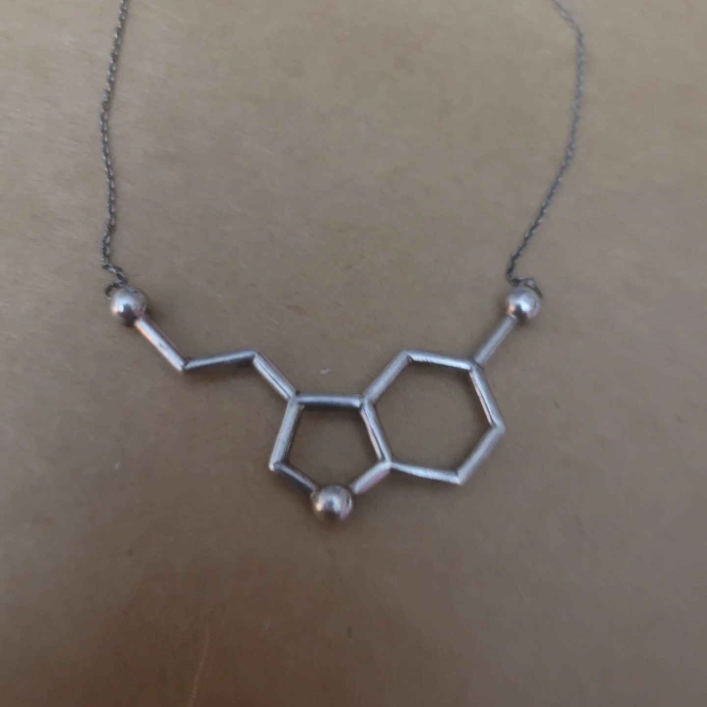 Sterling Silver Serotonin Molecule Necklace