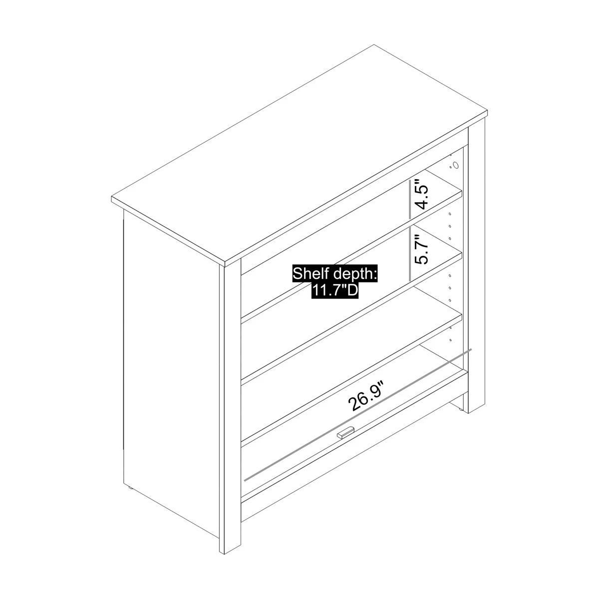 Shoe Storage Cabinet – Dusty Gray Oak – Mirrored Doors - photo 3