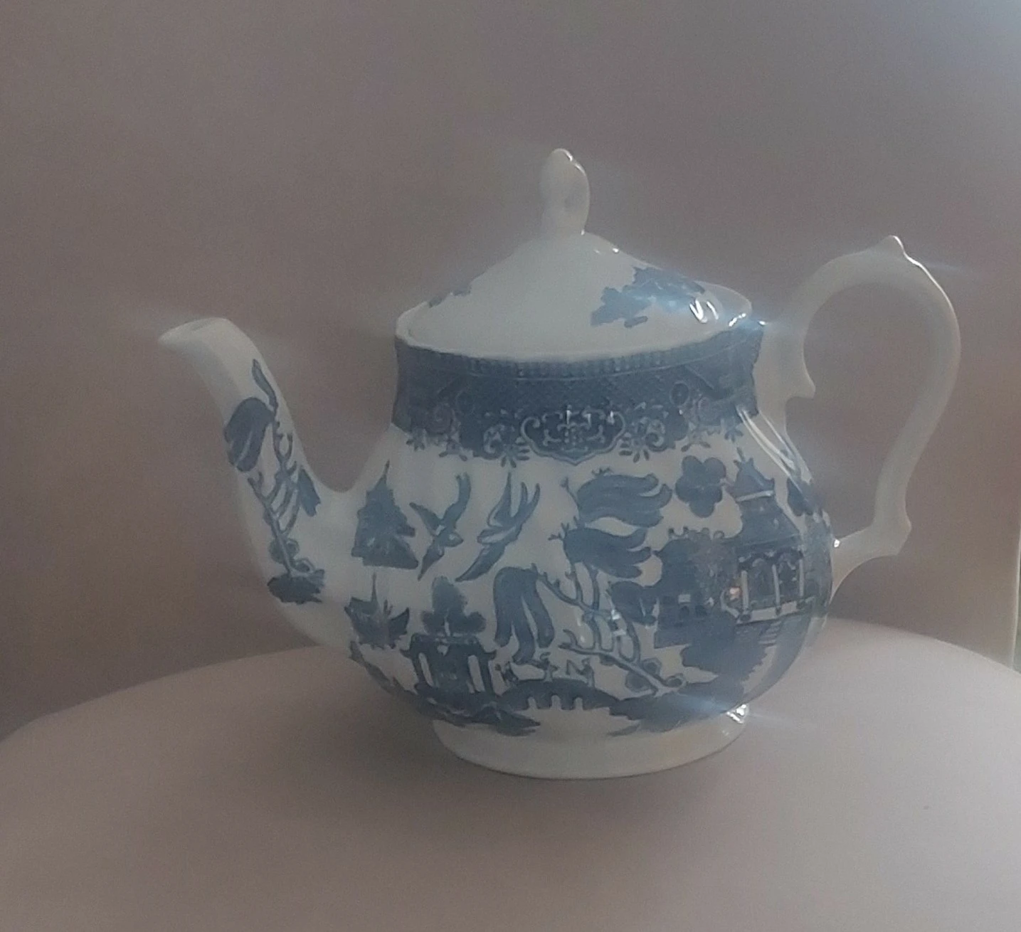 Blue and White Willow Pattern Teapot
