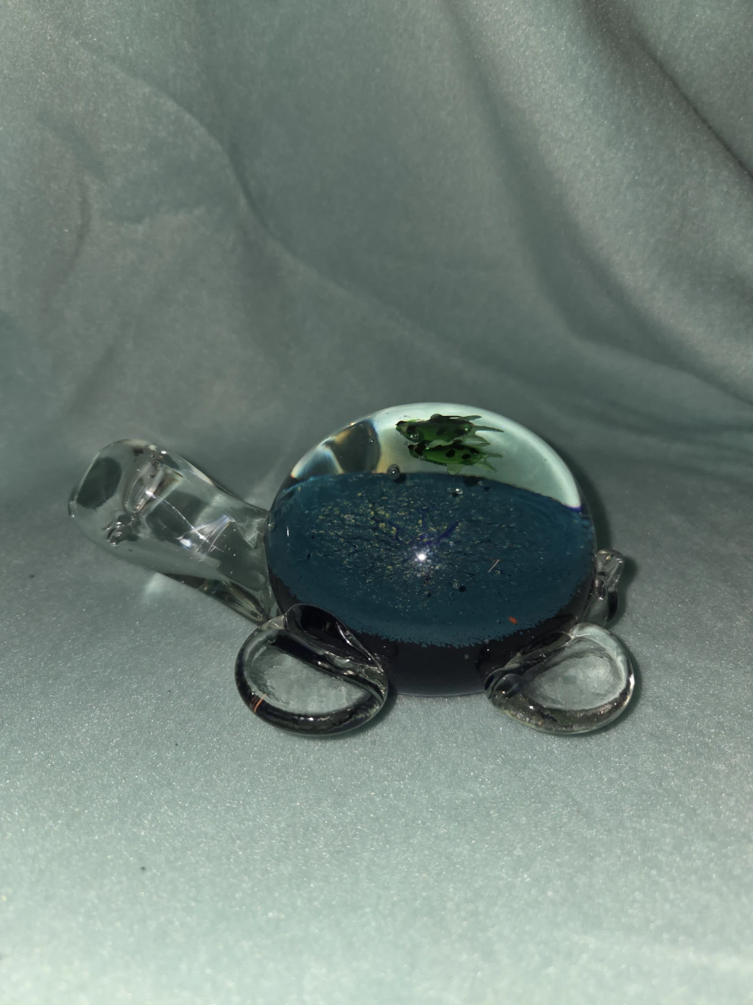 Glass Turtle Paperweight with Frogs Inside - photo 2