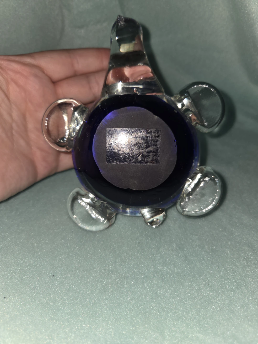 Glass Turtle Paperweight with Frogs Inside - photo 5