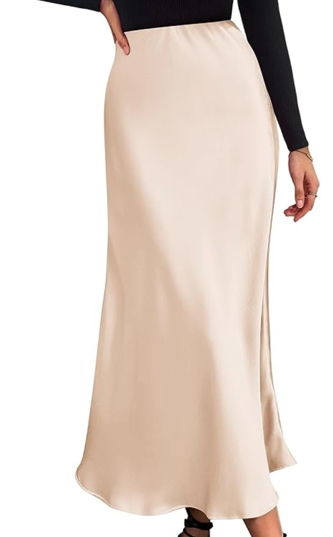 New XS Satin Midi Skirt - Champagne