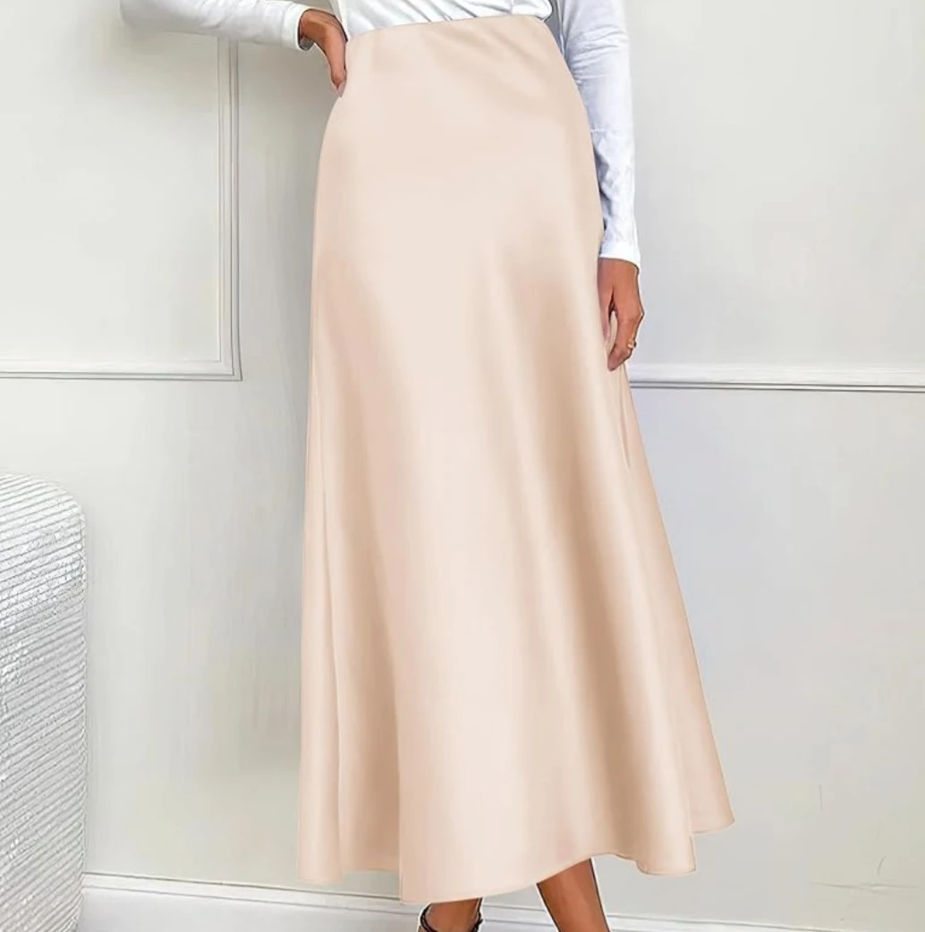 New XS Satin Midi Skirt - Champagne - photo 2