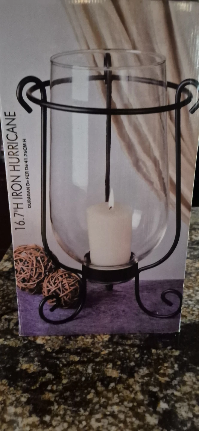 16.7" Iron Hurricane Candle Holder